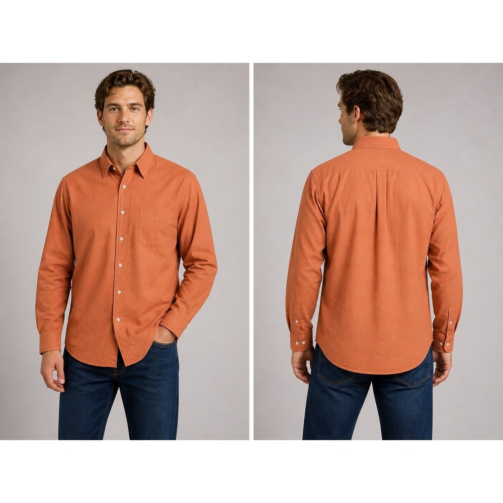 Meeting Street Mens 16.5 32/33 Orange Dress Shirt Button Up Classic